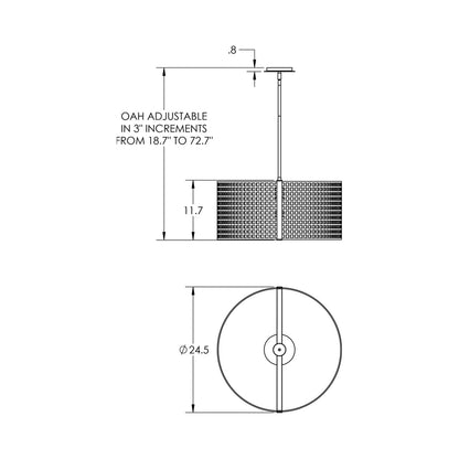 Tweed Drum LED Chandelier - line drawing.