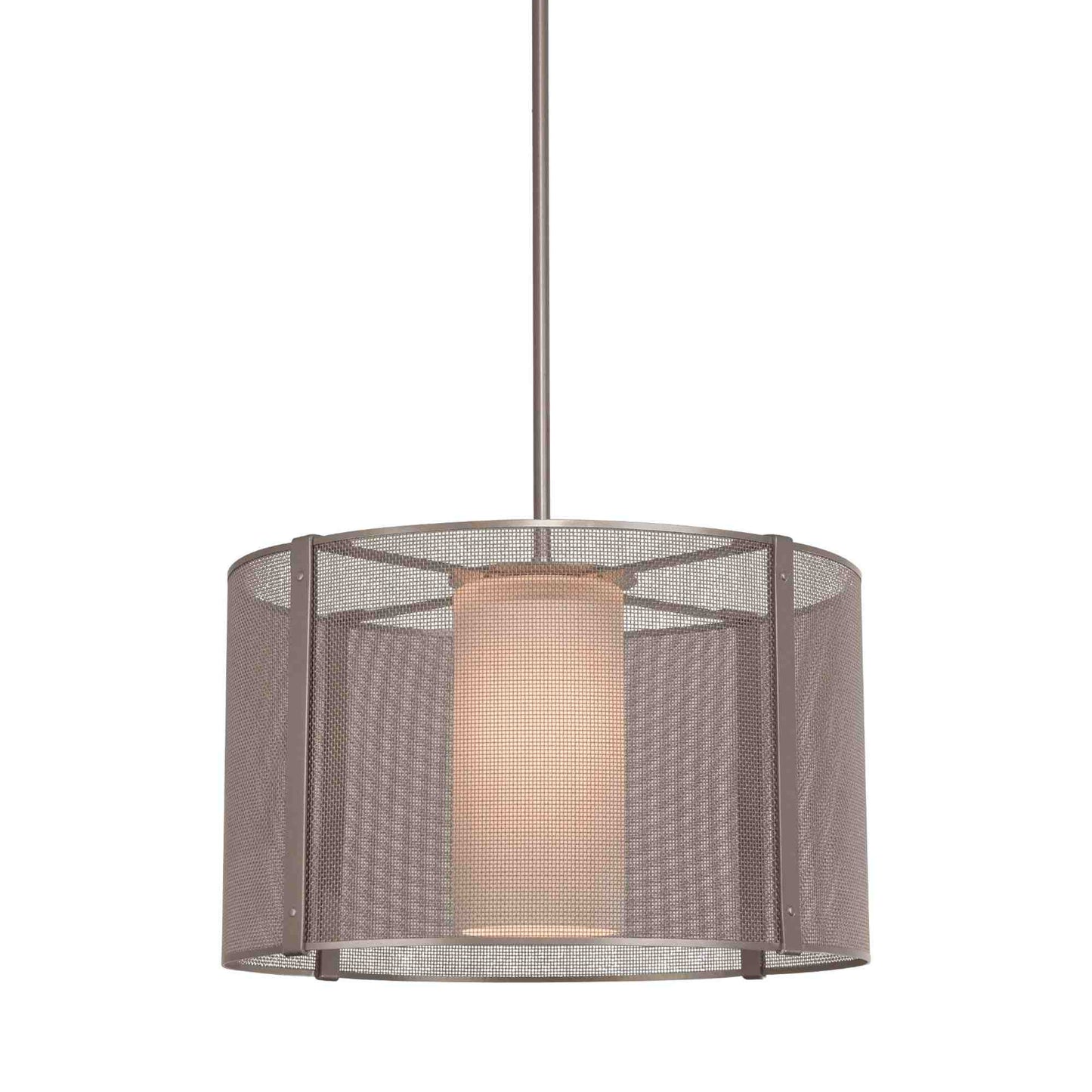 Uptown Mesh Drum LED Chandelier in Beige Silver (18.2-Inch).