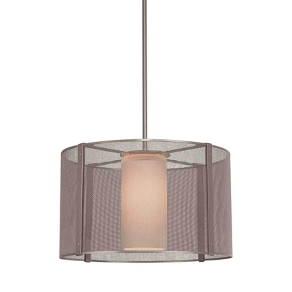 Uptown Mesh Drum LED Chandelier in Beige Silver (18.2-Inch).