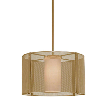 Uptown Mesh Drum LED Chandelier in Gilded Brass (18.2-Inch).