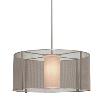 Uptown Mesh Drum LED Chandelier in Beige Silver (24.3-Inch).