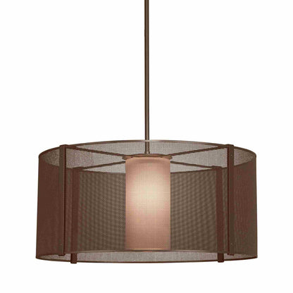 Uptown Mesh Drum LED Chandelier in Flat Bronze (24.3-Inch).