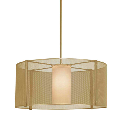 Uptown Mesh Drum LED Chandelier in Gilded Brass (24.3-Inch).