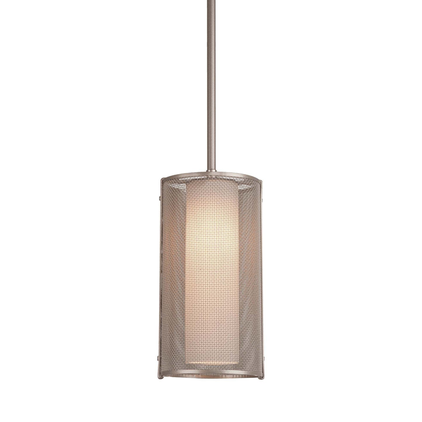 Uptown Mesh Frosted LED Pendant Light in Beige Silver (11.2-Inch).