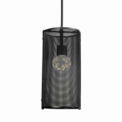 Uptown Mesh LED Pendant Light in Matte Black (Floret Crystal/Cloth Braided Cord).