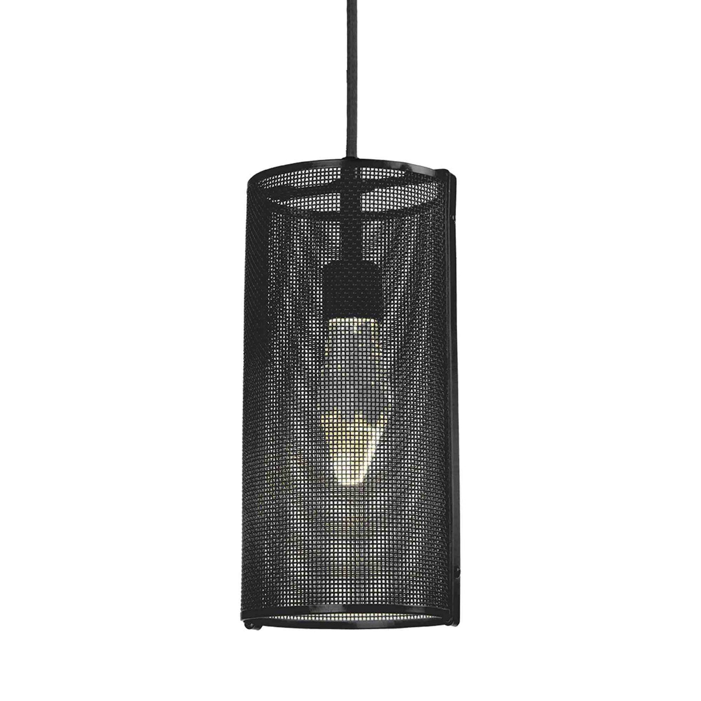 Uptown Mesh LED Pendant Light in Matte Black (Geo Crystal/Cloth Braided Cord).