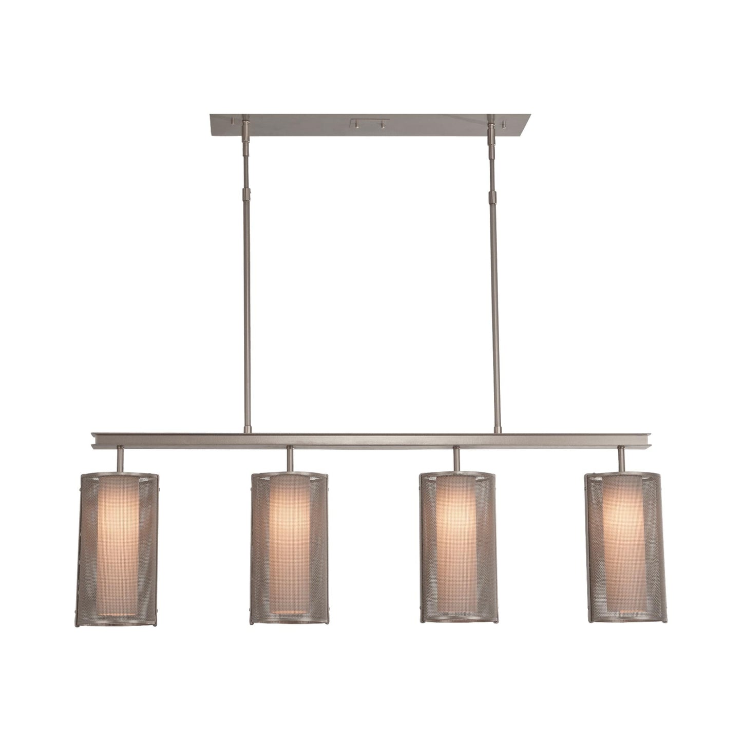 Uptown Mesh Linear LED Chandelier in Beige Silver.