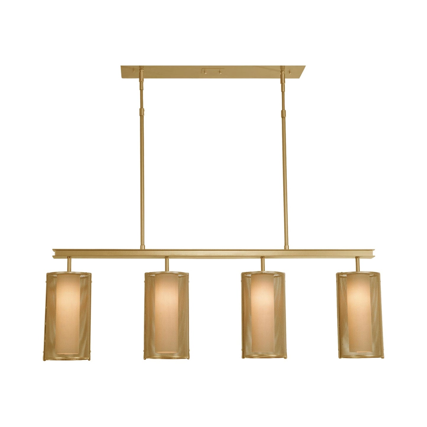 Uptown Mesh Linear LED Chandelier in Gilded Brass.