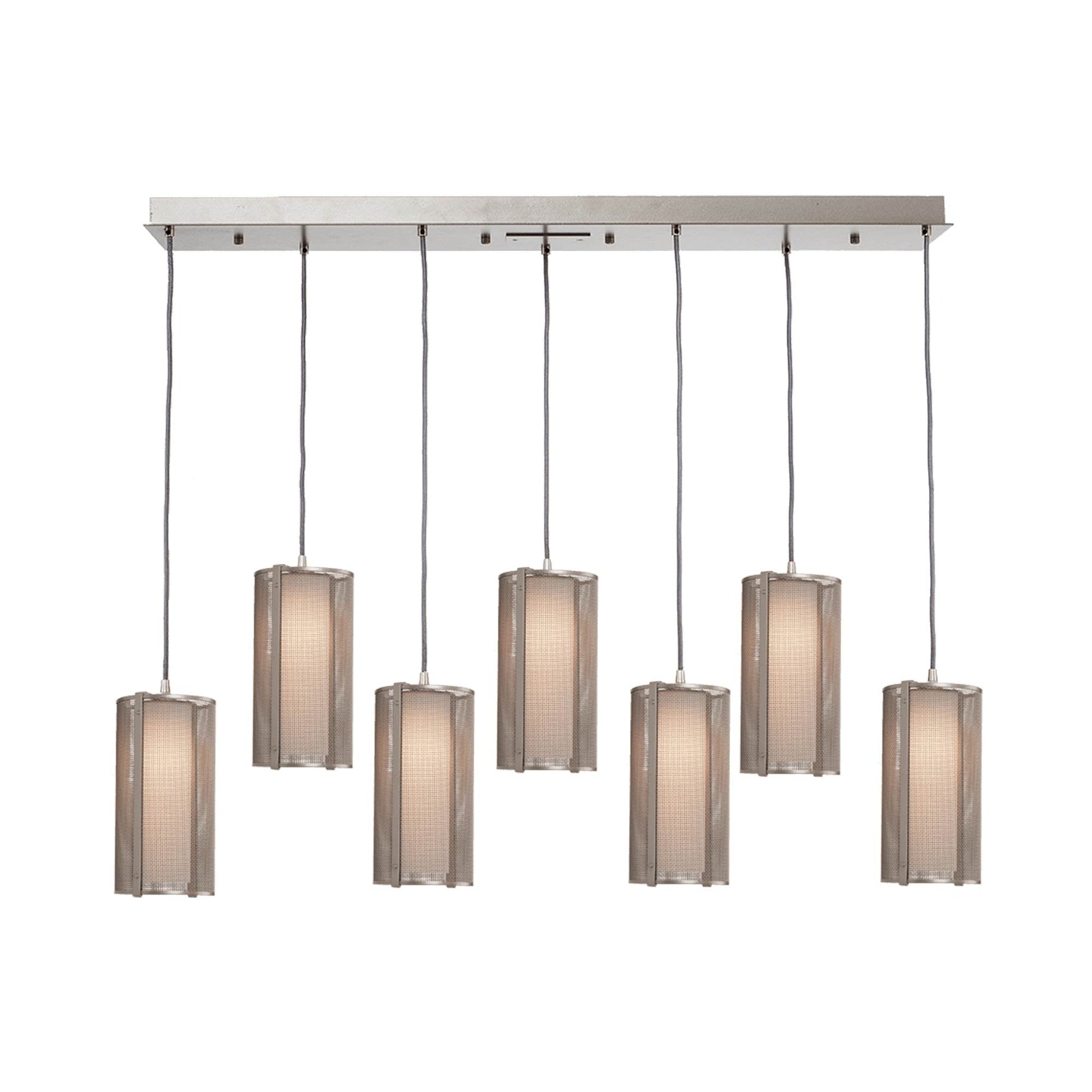 Uptown Mesh Linear LED Pendant Light in Beige Silver.