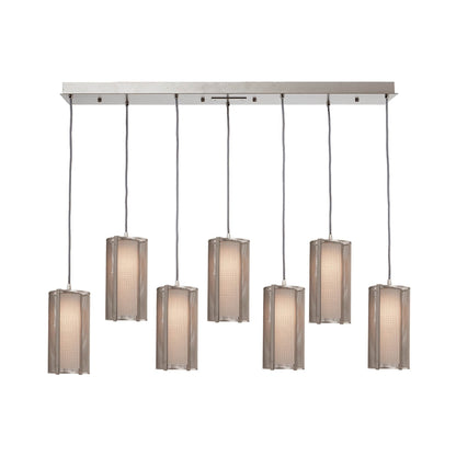 Uptown Mesh Linear LED Pendant Light in Beige Silver.
