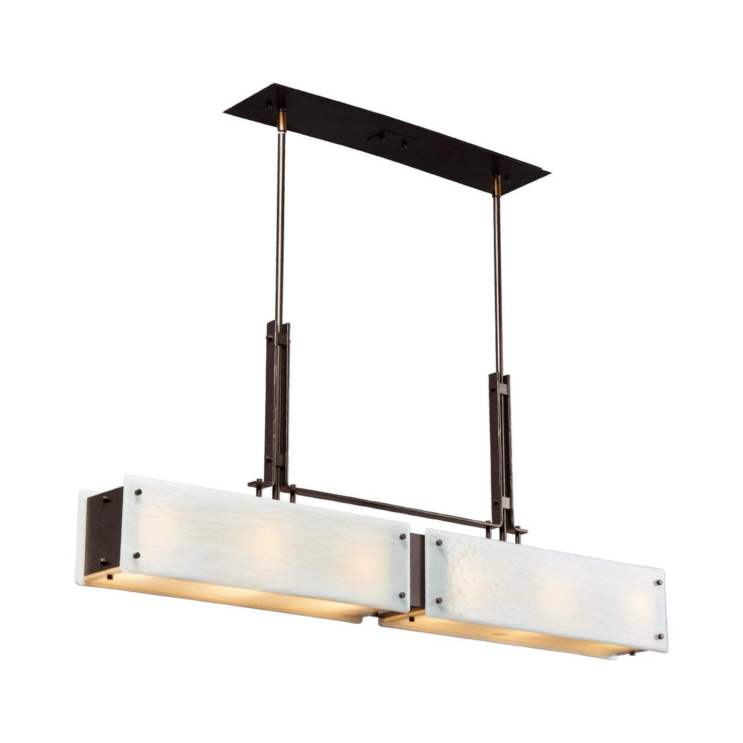 Urban Loft Trestle Linear LED Chandelier in Oil Rubbed Bronze/Ivory Wisp (44.3-Inch).