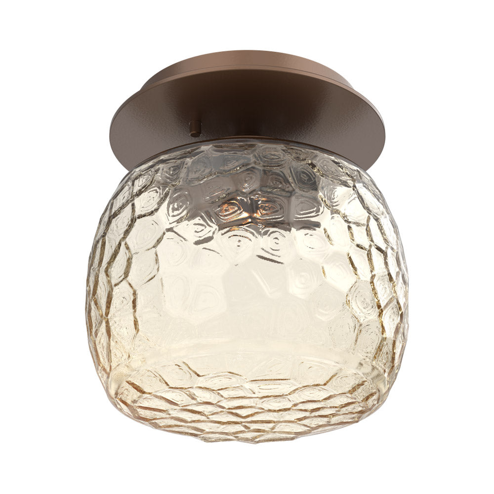 Vessel LED Ceiling / Wall Light in Burnished Bronze/Amber Blown Glass.