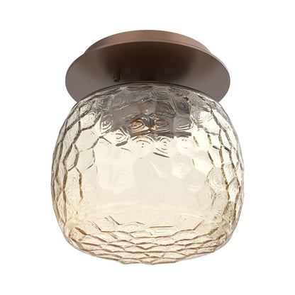 Vessel LED Ceiling / Wall Light in Burnished Bronze/Amber Blown Glass.