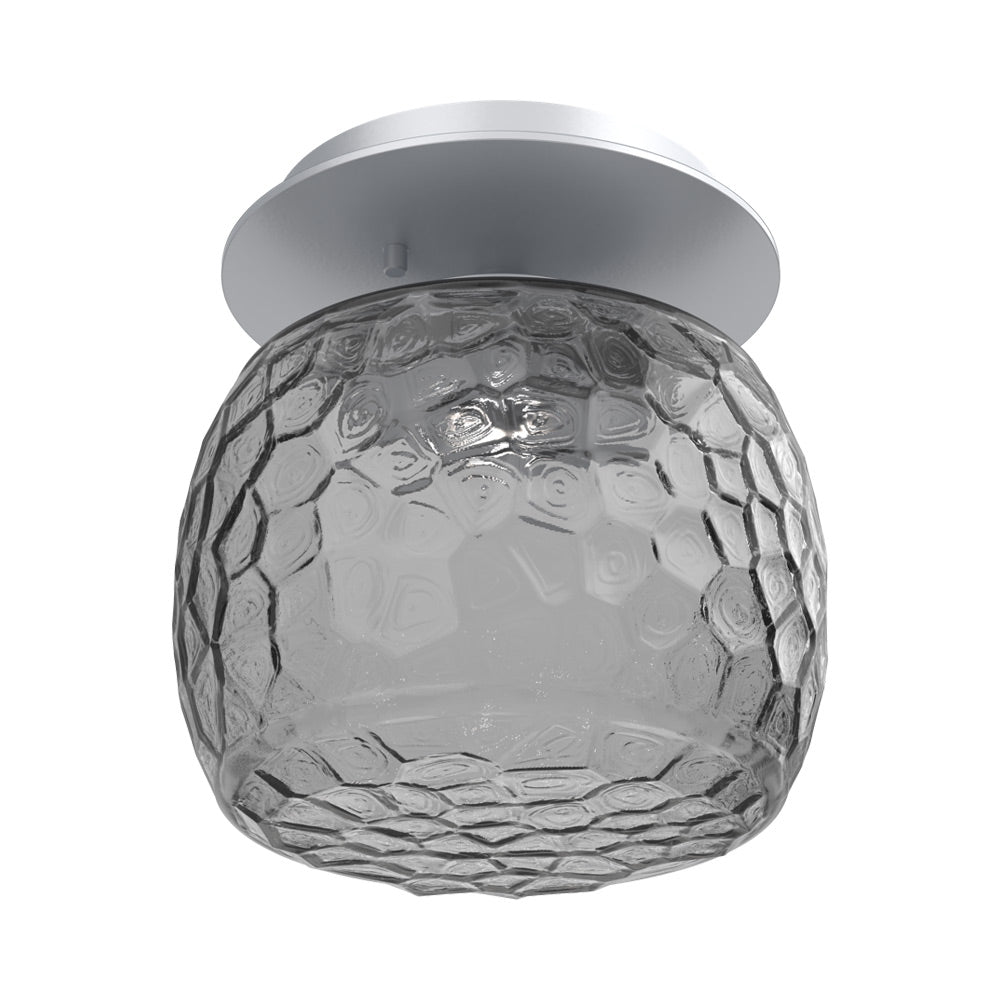 Vessel LED Ceiling / Wall Light in Classic Silver/Smoke Blown Glass.