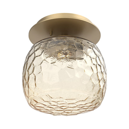 Vessel LED Ceiling / Wall Light in Gilded Brass/Amber Blown Glass.