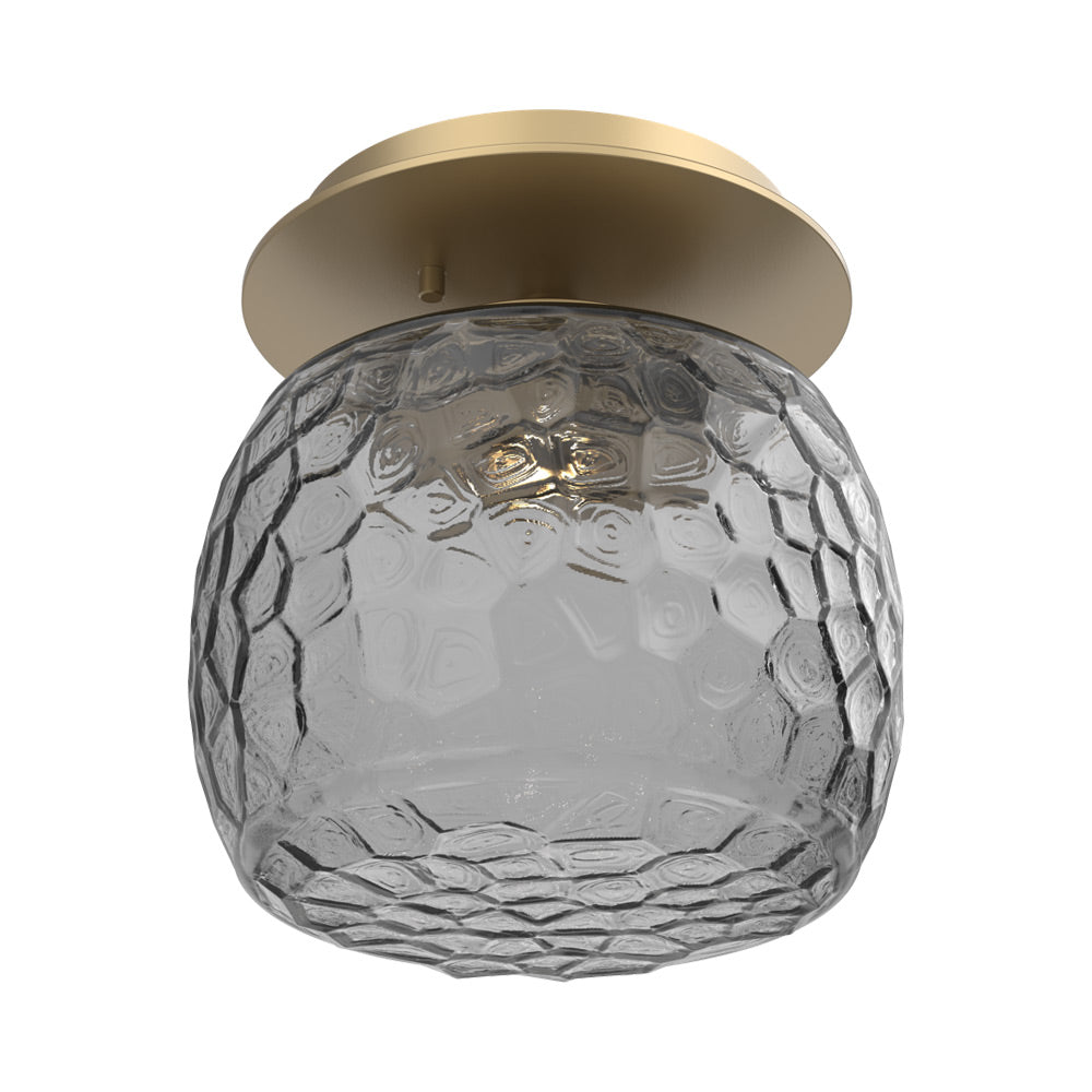 Vessel LED Ceiling / Wall Light in Gilded Brass/Smoke Blown Glass.