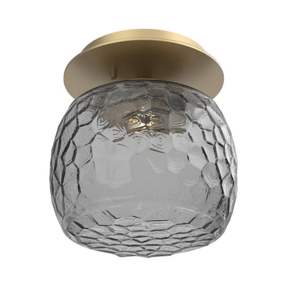 Vessel LED Ceiling / Wall Light in Gilded Brass/Smoke Blown Glass.
