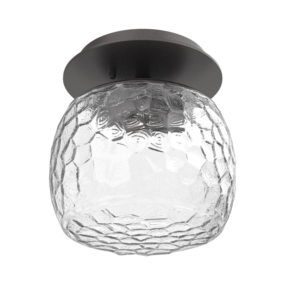 Vessel LED Ceiling / Wall Light in Graphite/Clear Blown Glass.