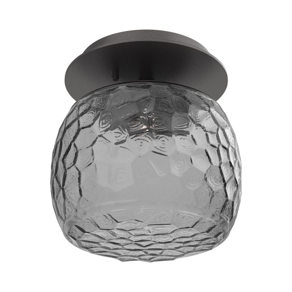 Vessel LED Ceiling / Wall Light in Graphite/Smoke Blown Glass.