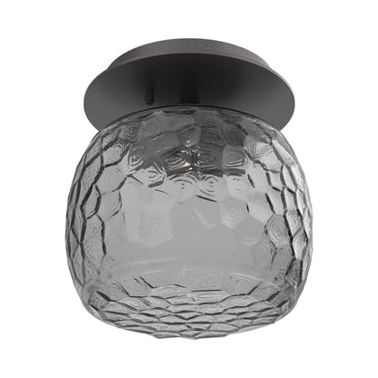Vessel LED Ceiling / Wall Light in Graphite/Smoke Blown Glass.