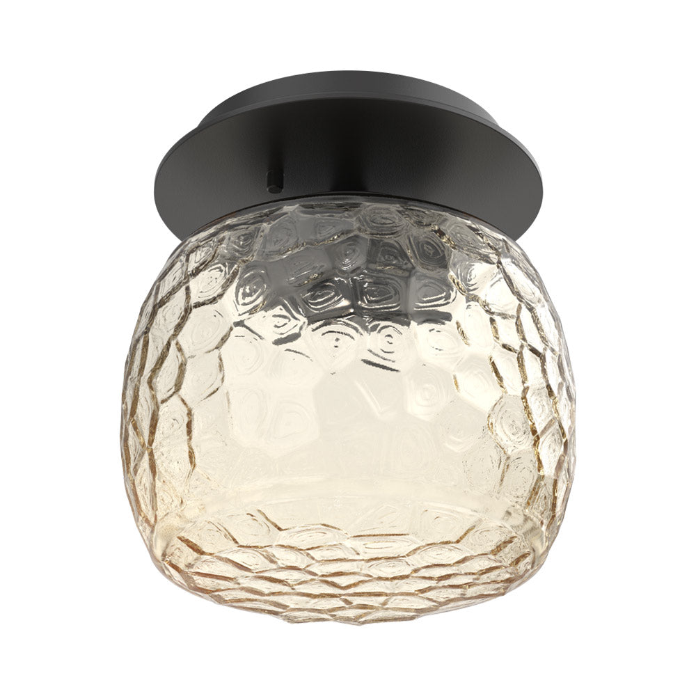 Vessel LED Ceiling / Wall Light in Matte Black/Amber Blown Glass.