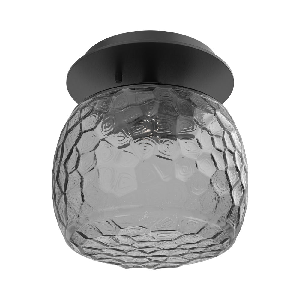 Vessel LED Ceiling / Wall Light in Matte Black/Smoke Blown Glass.