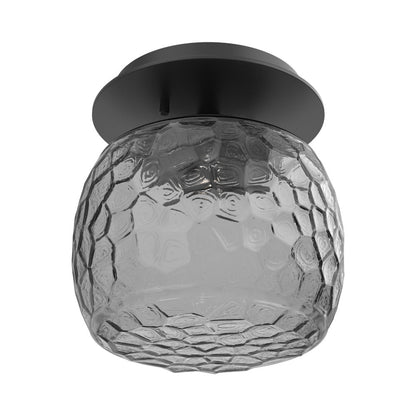 Vessel LED Ceiling / Wall Light in Matte Black/Smoke Blown Glass.
