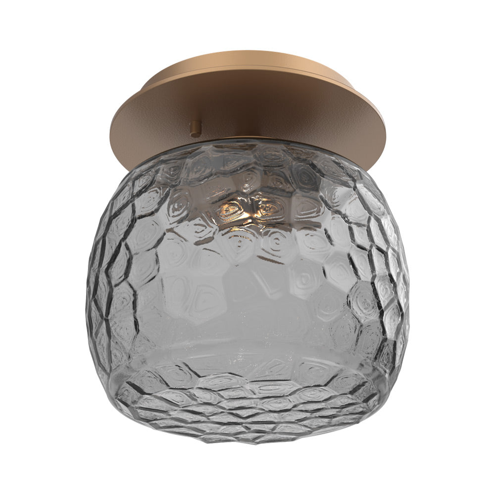 Vessel LED Ceiling / Wall Light in Novel Brass/Smoke Blown Glass.