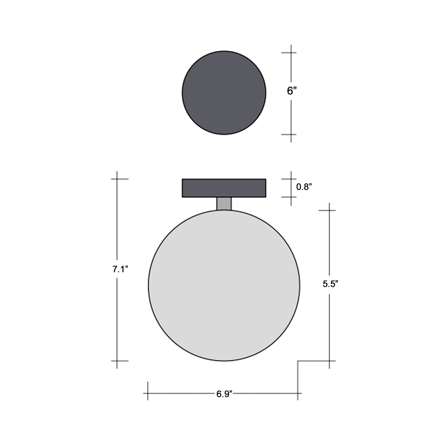 Vessel LED Ceiling / Wall Light - line drawing.