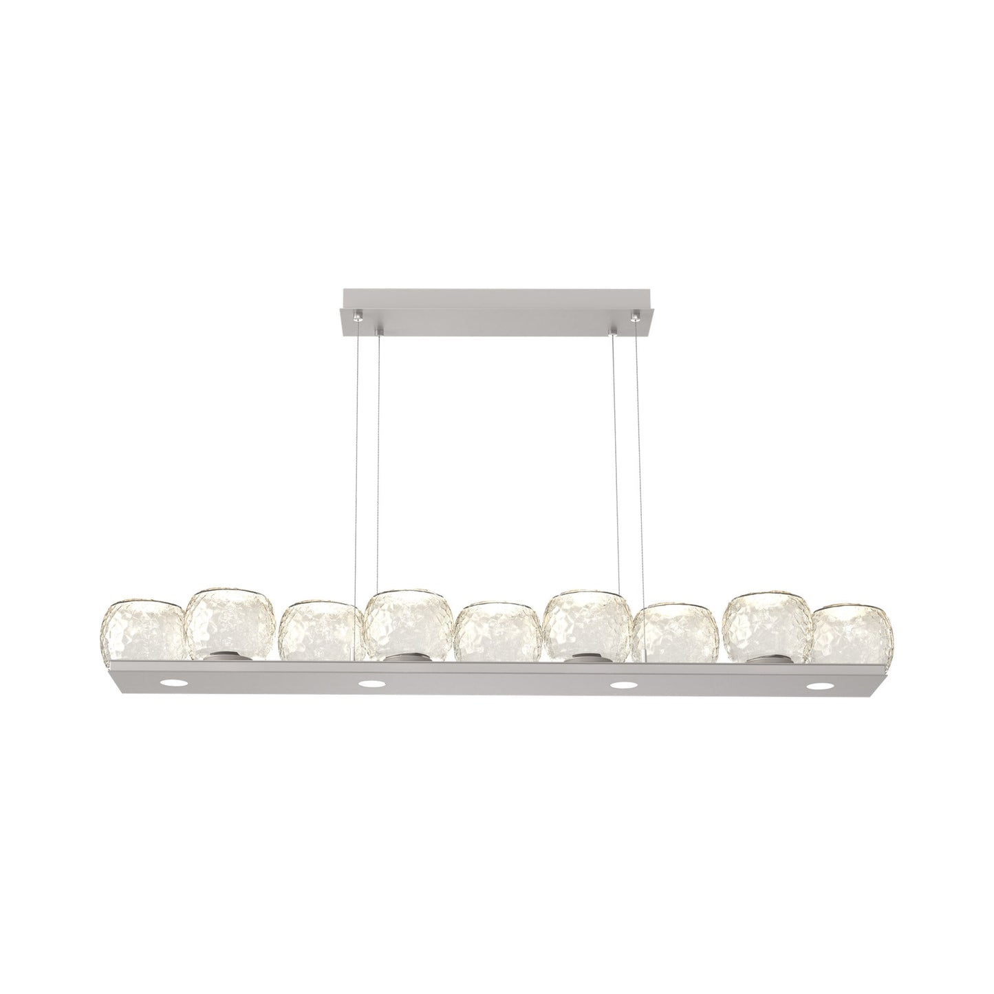 Vessel Linear LED Chandelier in Beige Silver/Amber Blown Glass.