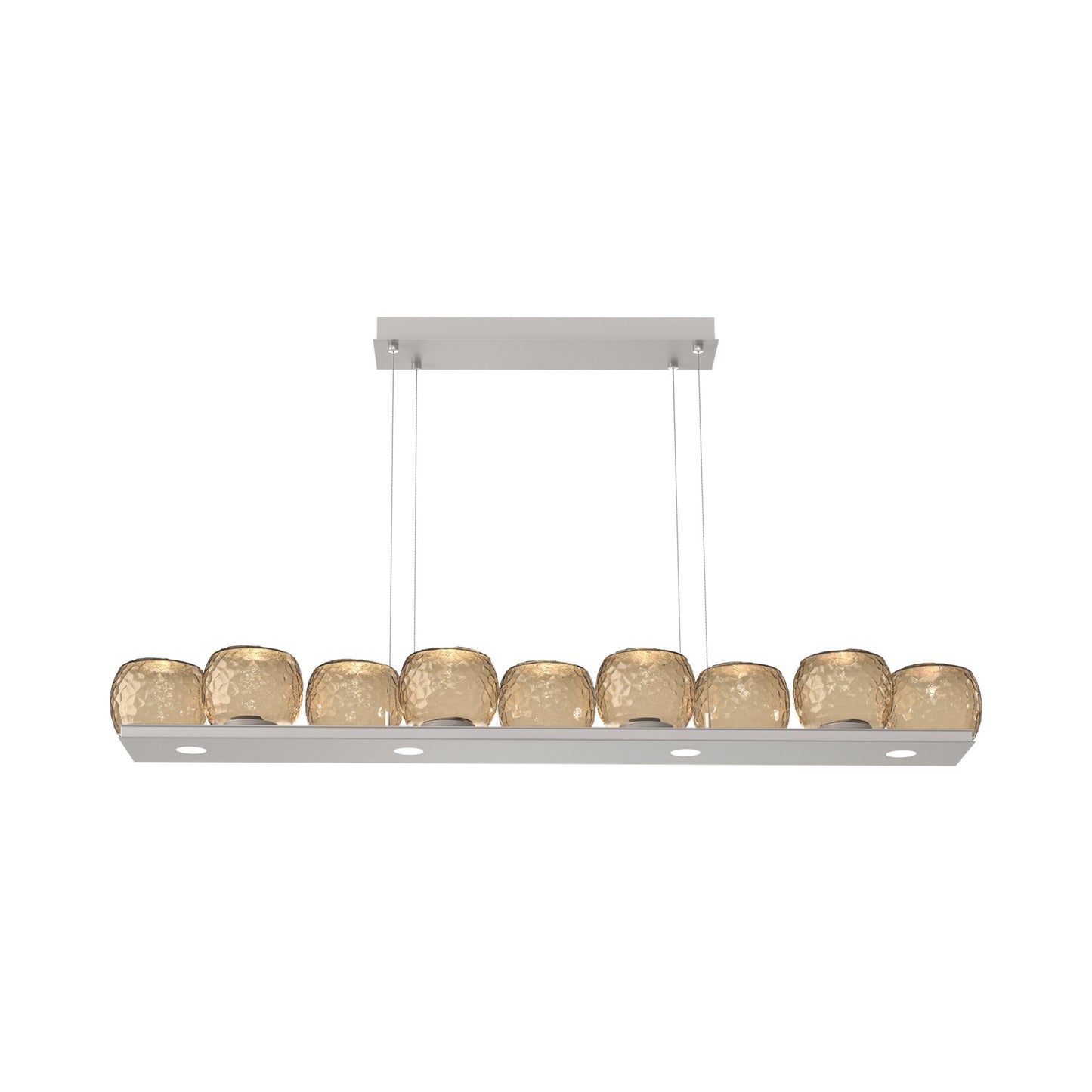 Vessel Linear LED Chandelier in Beige Silver/Bronze Blown Glass.