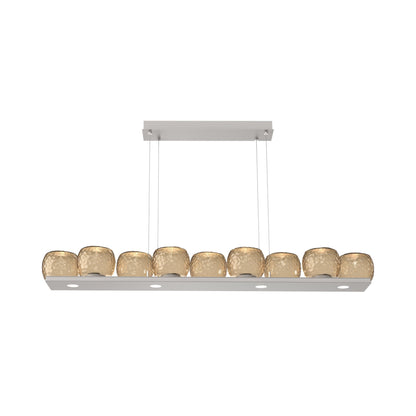 Vessel Linear LED Chandelier in Beige Silver/Bronze Blown Glass.