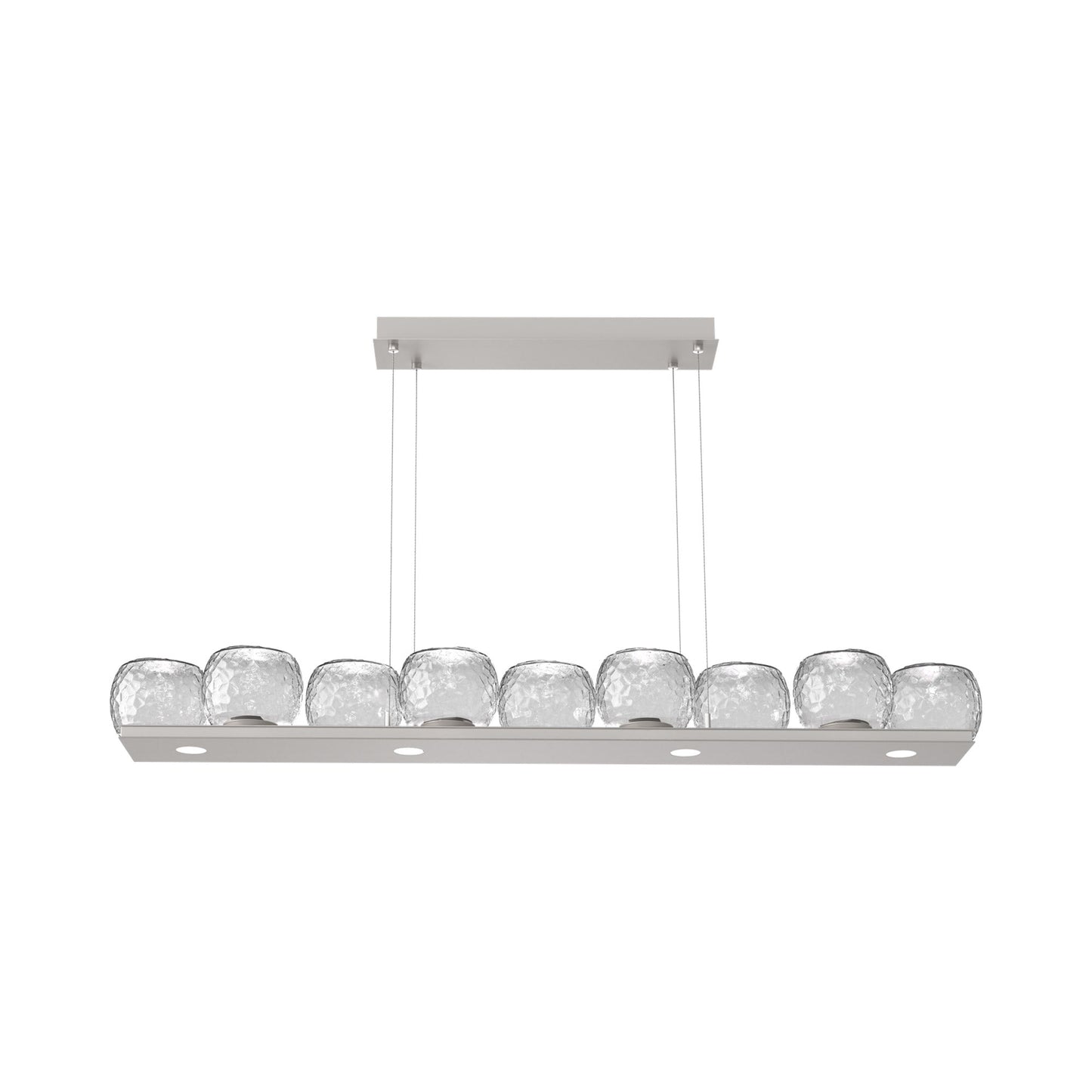 Vessel Linear LED Chandelier in Beige Silver/Clear Blown Glass.