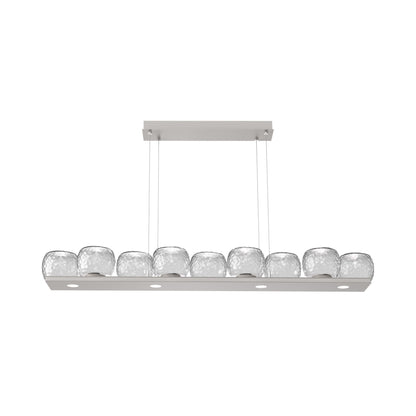 Vessel Linear LED Chandelier in Beige Silver/Clear Blown Glass.