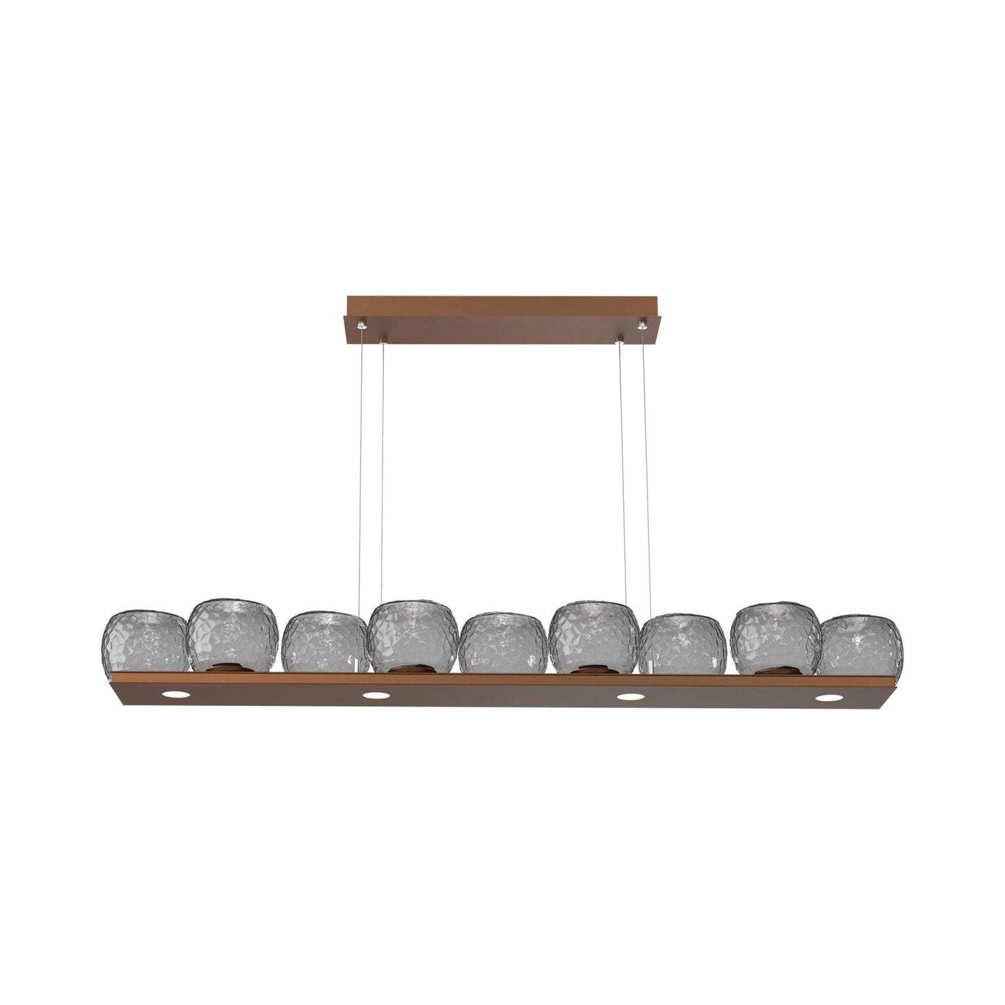 Vessel Linear LED Chandelier in Burnished Bronze/Smoke Blown Glass.