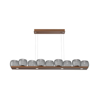Vessel Linear LED Chandelier in Burnished Bronze/Smoke Blown Glass.