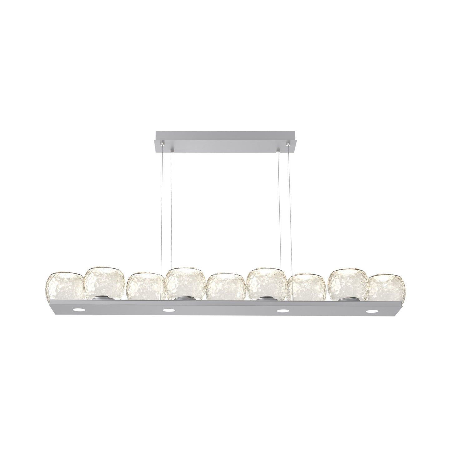 Vessel Linear LED Chandelier in Classic Silver/Amber Blown Glass.