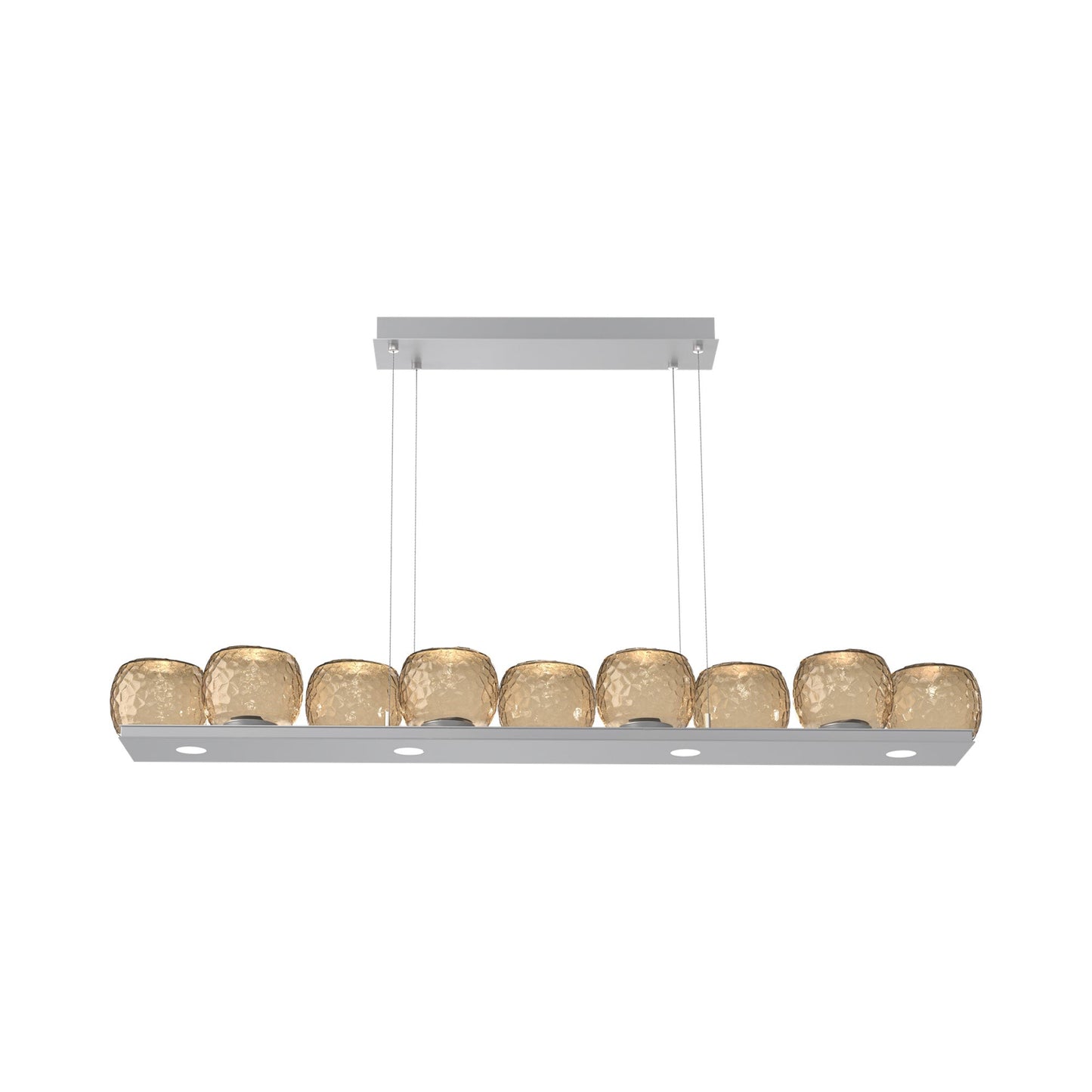 Vessel Linear LED Chandelier in Classic Silver/Bronze Blown Glass.
