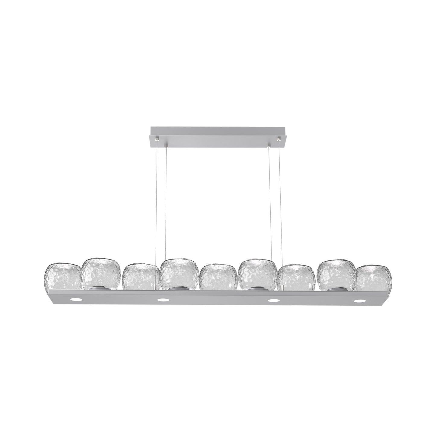 Vessel Linear LED Chandelier in Classic Silver/Clear Blown Glass.