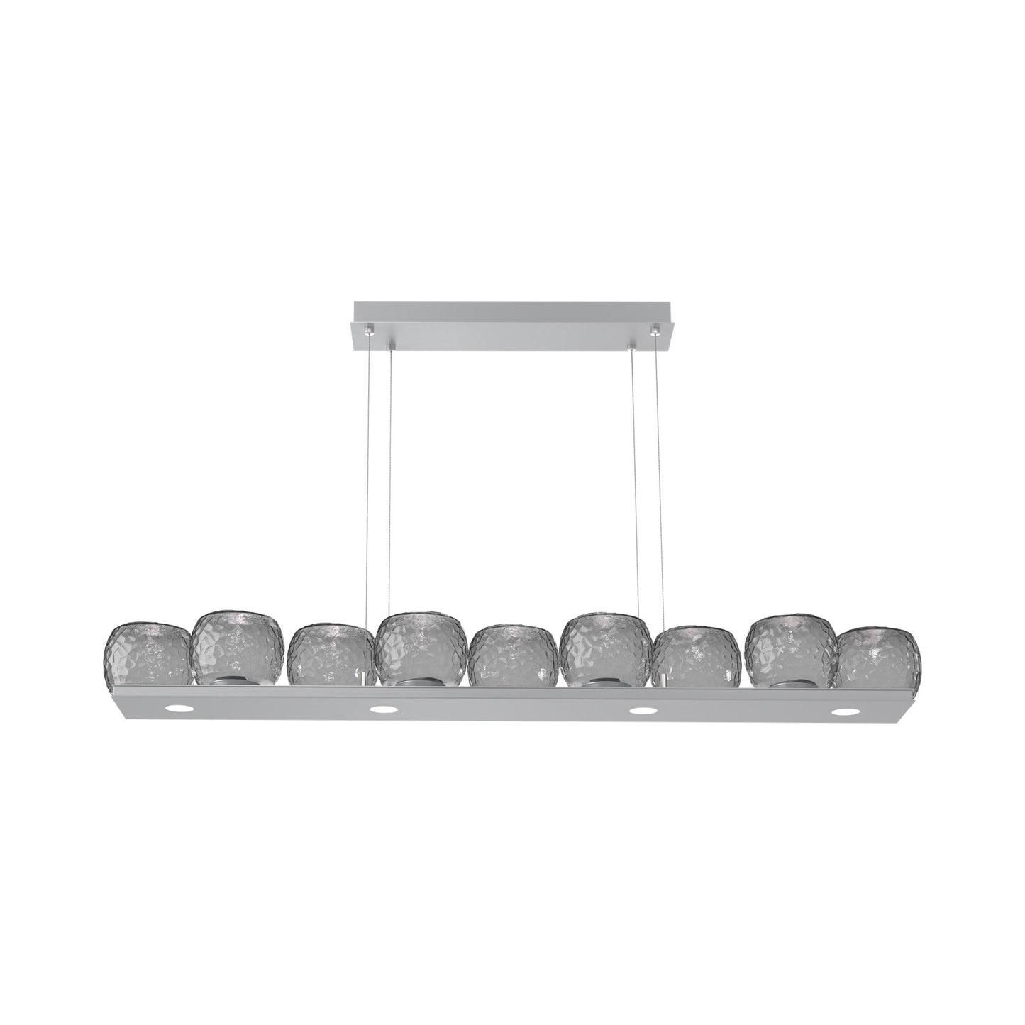 Vessel Linear LED Chandelier in Classic Silver/Smoke Blown Glass.