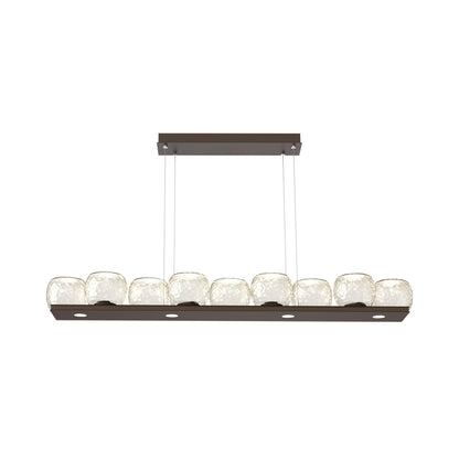 Vessel Linear LED Chandelier in Flat Bronze/Amber Blown Glass.