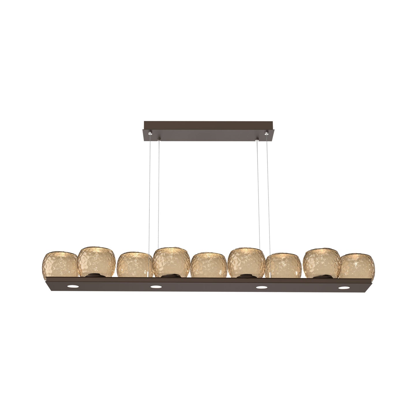Vessel Linear LED Chandelier in Flat Bronze/Bronze Blown Glass.