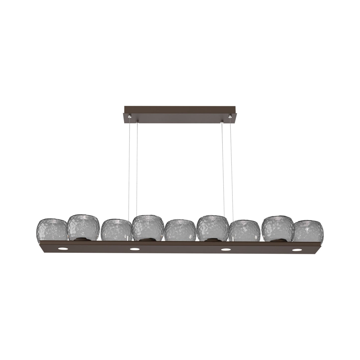 Vessel Linear LED Chandelier in Flat Bronze/Smoke Blown Glass.
