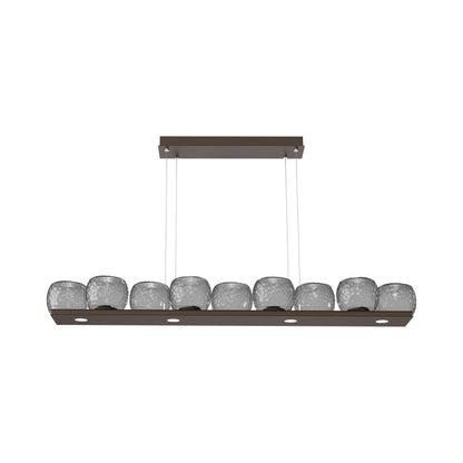 Vessel Linear LED Chandelier in Flat Bronze/Smoke Blown Glass.