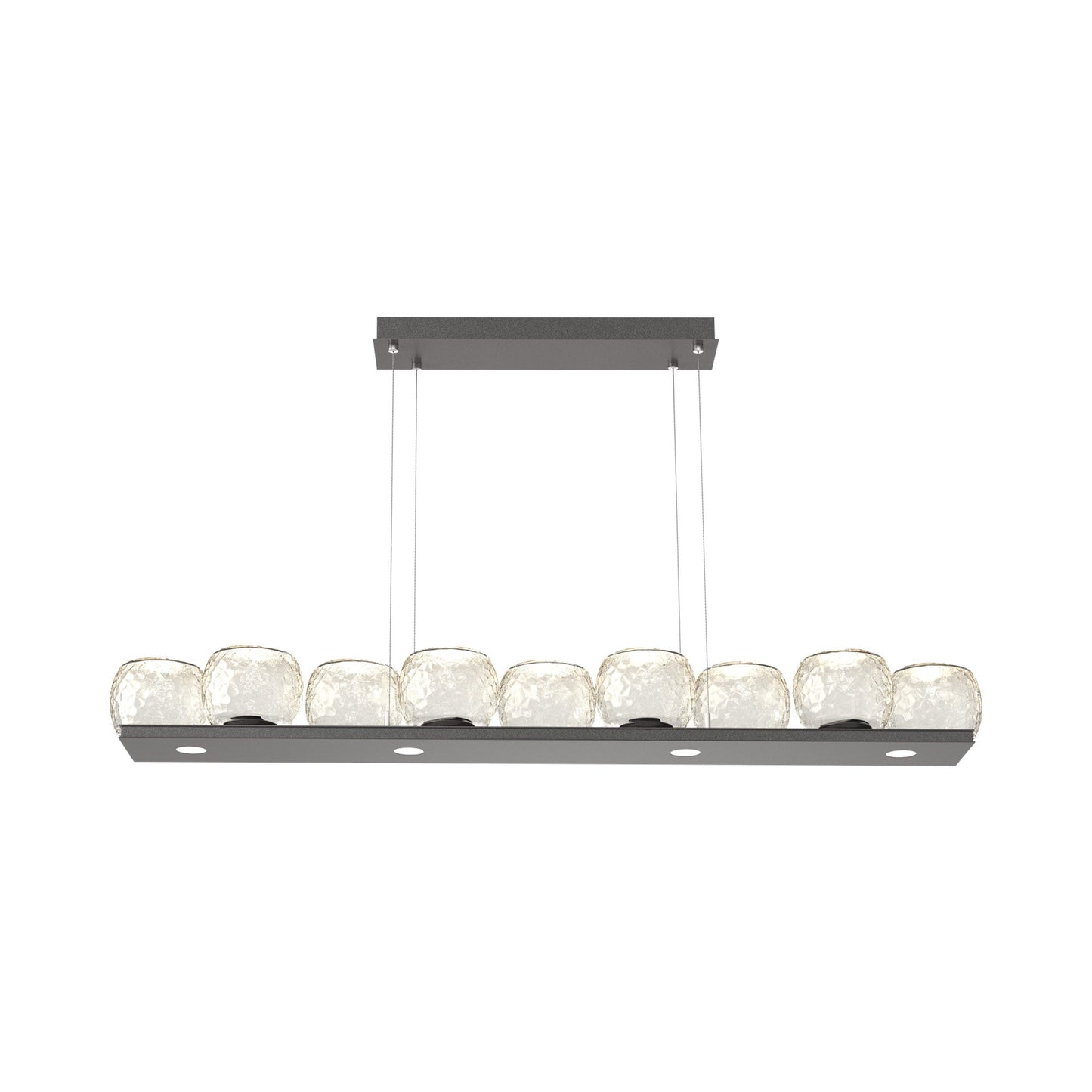 Vessel Linear LED Chandelier in Graphite/Amber Blown Glass.