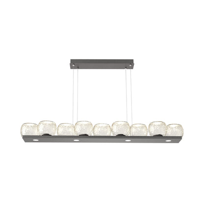 Vessel Linear LED Chandelier in Graphite/Amber Blown Glass.