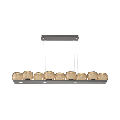 Vessel Linear LED Chandelier in Graphite/Bronze Blown Glass.
