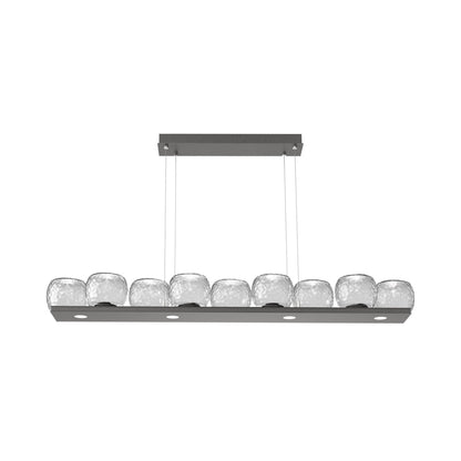 Vessel Linear LED Chandelier in Graphite/Clear Blown Glass.