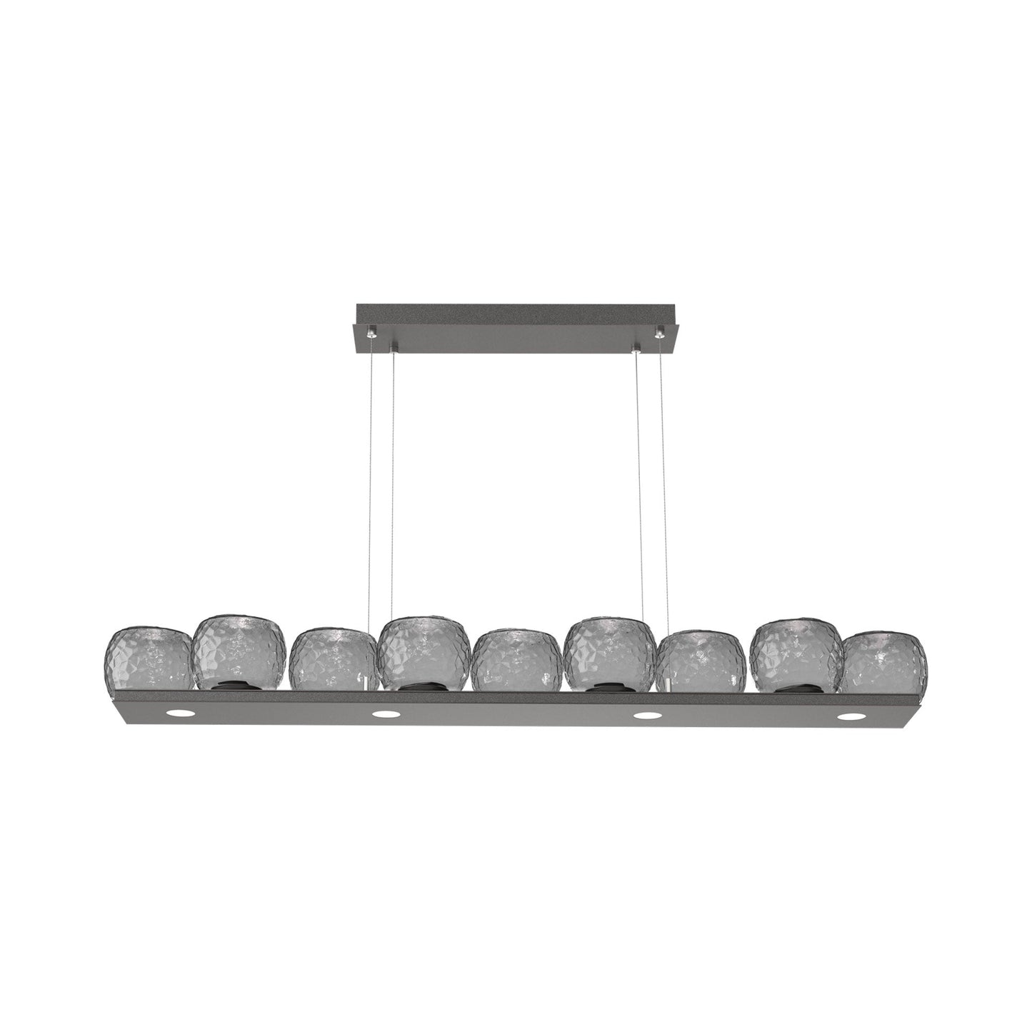 Vessel Linear LED Chandelier in Graphite/Smoke Blown Glass.