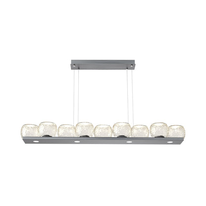 Vessel Linear LED Chandelier in Gunmetal/Amber Blown Glass.